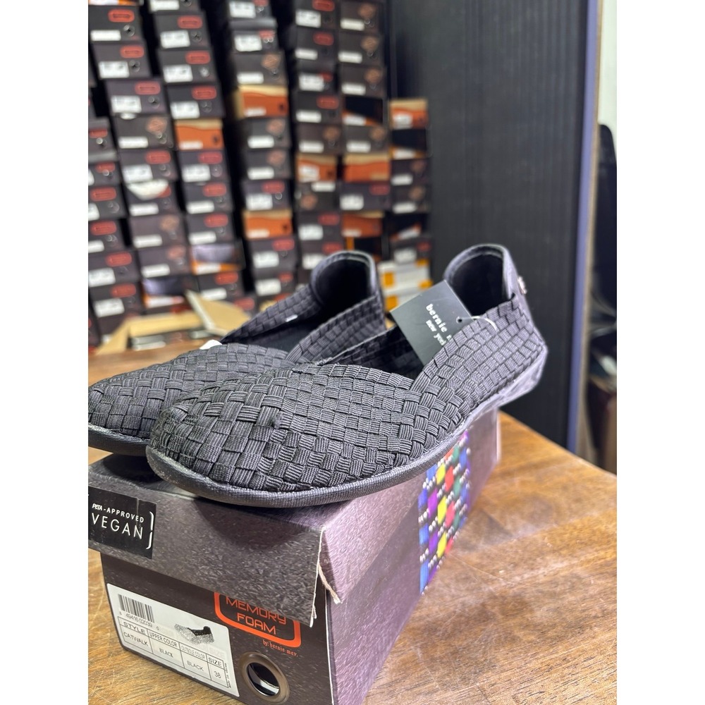 Bernie Mev Catwalk Black Woven Vegan Flats Size 38 US 7.5-8